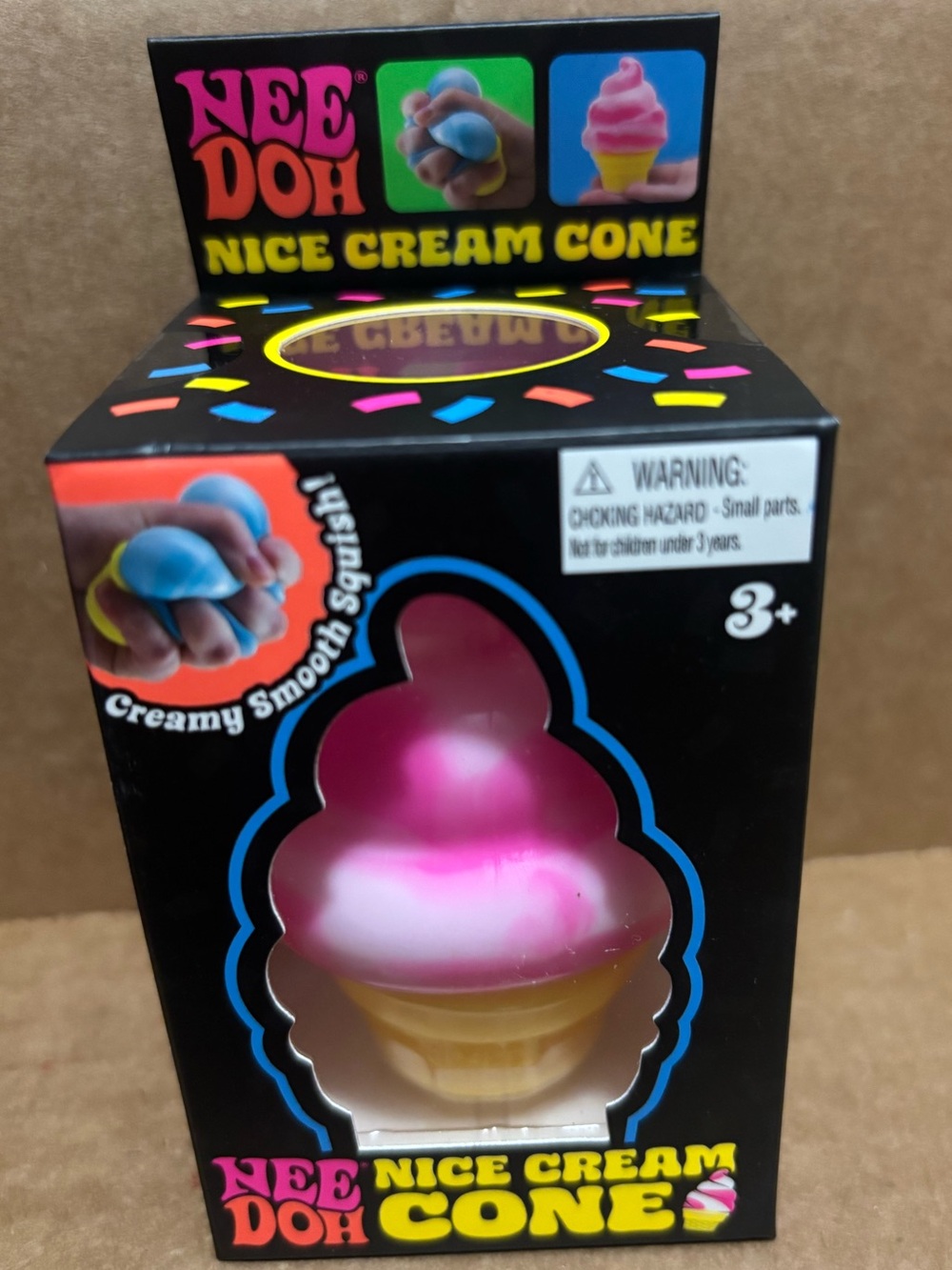 Nee Doh Nice Cream Cone Pink & White Squishy